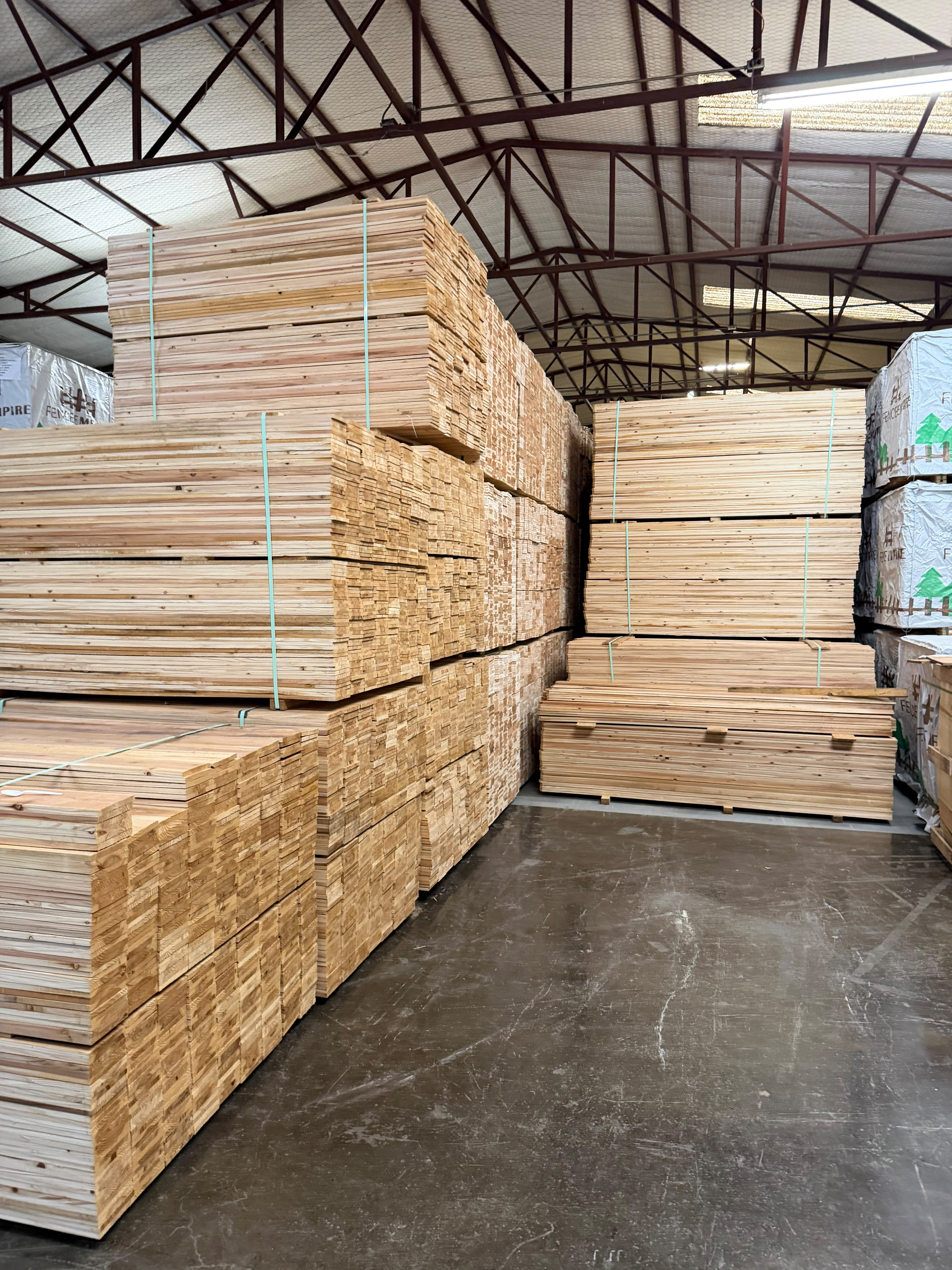 Large cedar fence material inventory